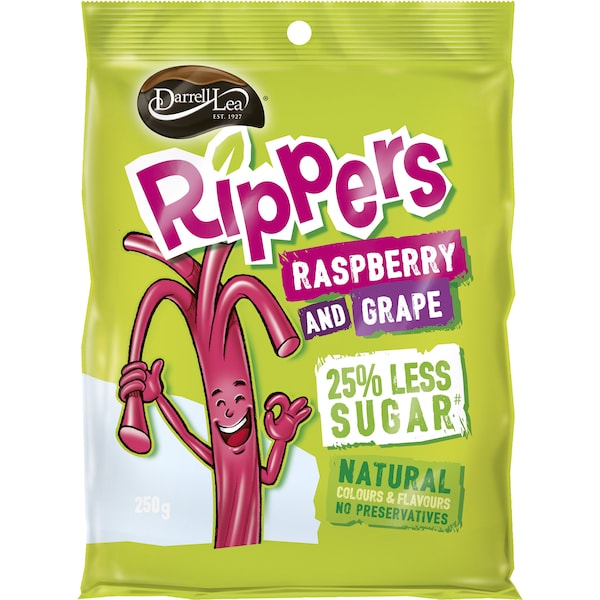 Darrell Lea Rippers Grape & Raspberry 250g