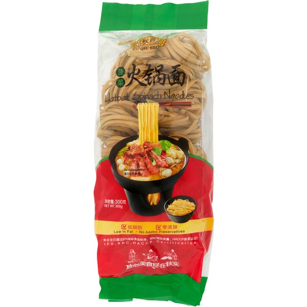Qiushi Hot Pot Spinach Noodles 300g