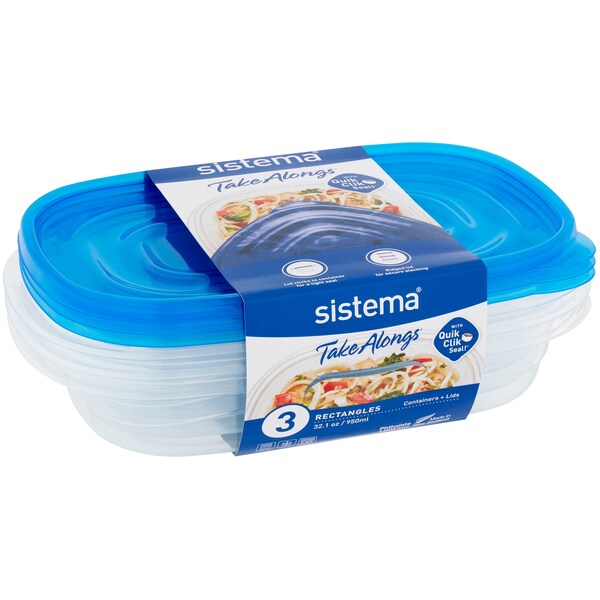 Sistema Take Along Rectangle 950ml 3 Pack