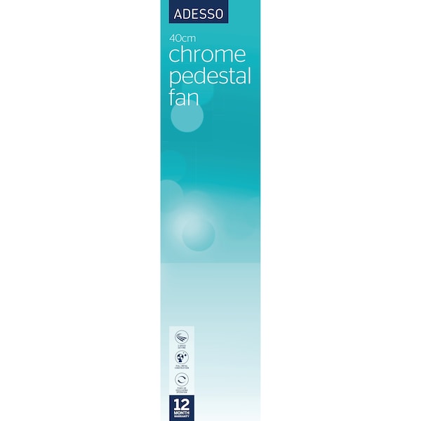 Adesso 40cm Chrome Pedestal Fan Each