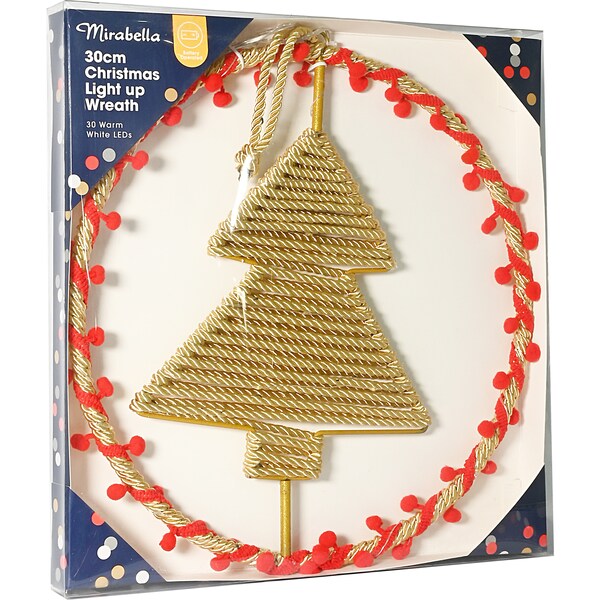 Mirabella Christmas 30cm Light Up Wreath Traditional each