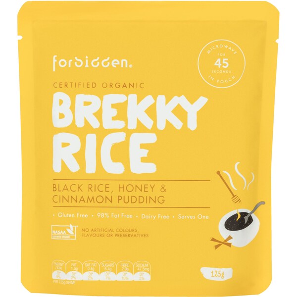 Forbidden Foods Brekky Black Rice, Honey & Cinnamon Pudding 125g