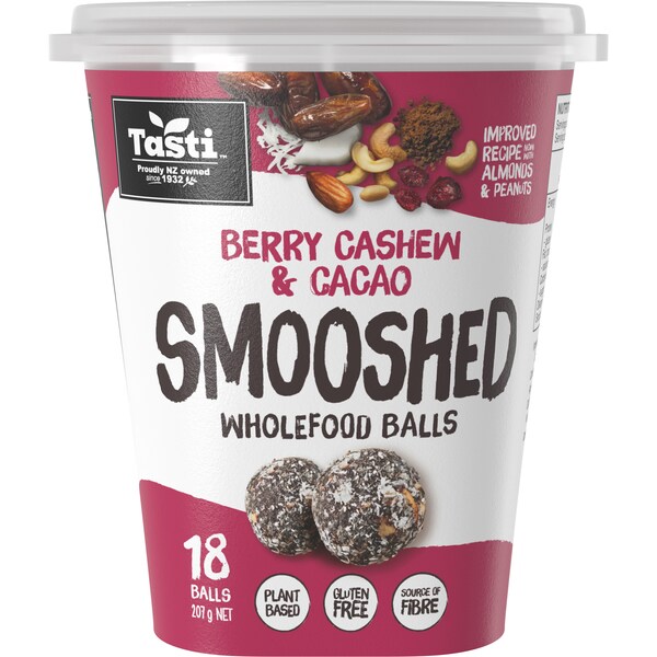 Tasti Smooshed Wholefood Balls Berry Cashew & Cacao 207g