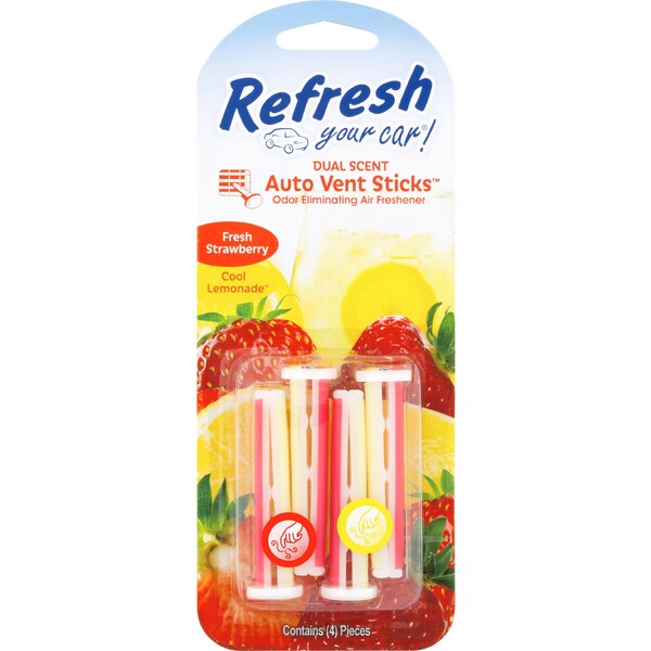 Refresh Your Car Vent Stick Fresh Strawberry Cool Lemonade 4 Pack