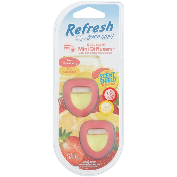 Refresh Your Car Mini Diffuser Fresh Strawberry Cool Lemonade 2 Pack