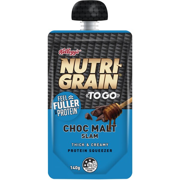 Kellogg's Nutri-Grain To Go Choc Malt Protein Squeezer 140g