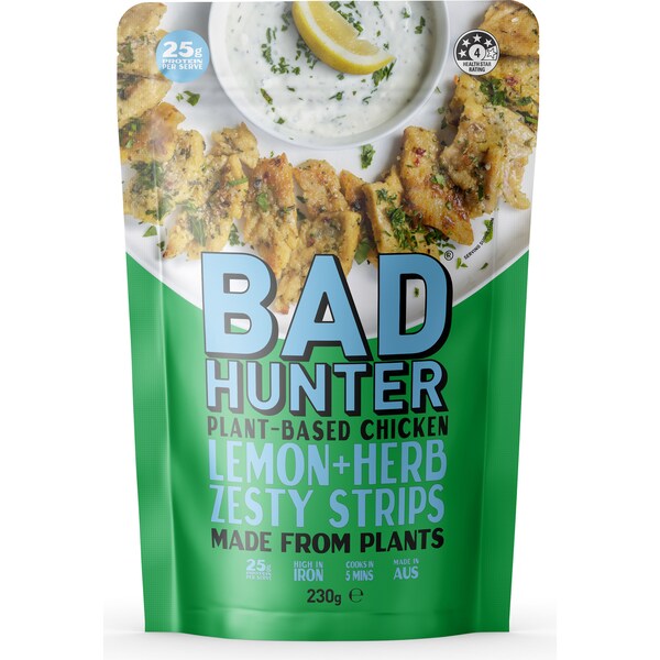 Bad Hunter Plant Based Chicken Lemon & Herb Zesty Strips 230g