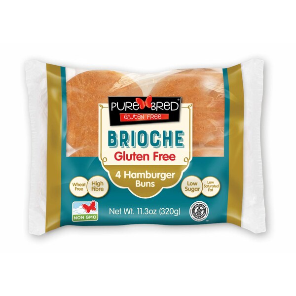 Purebred Gluten Free Brioche Style Hamburger Buns 4 Pack