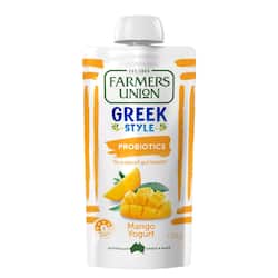 Farmers Union Greek Style Yoghurt Pouch Hint Of Real Mango 130g