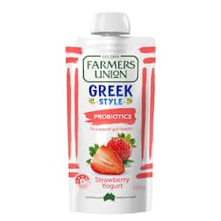 Farmers Union Greek Style Yoghurt Pouch Strawberry 130g