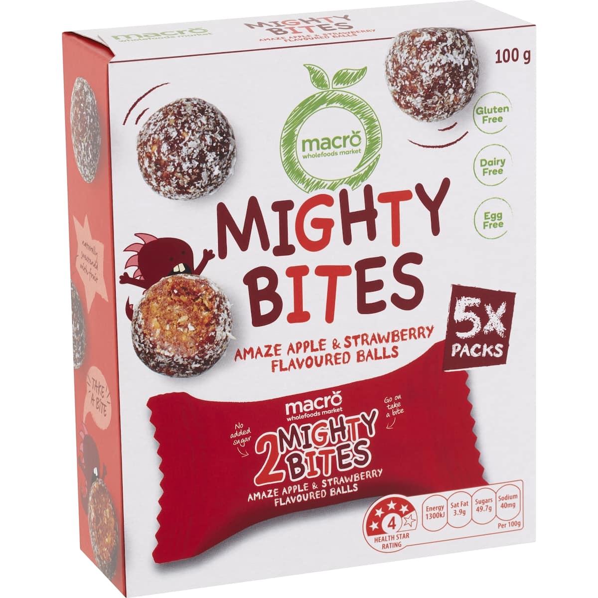 Macro Mighty Bites Strawberry Apple 5 Pack bunch