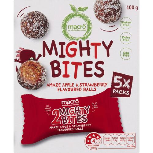 Macro Mighty Bites Strawberry Apple 5 Pack bunch