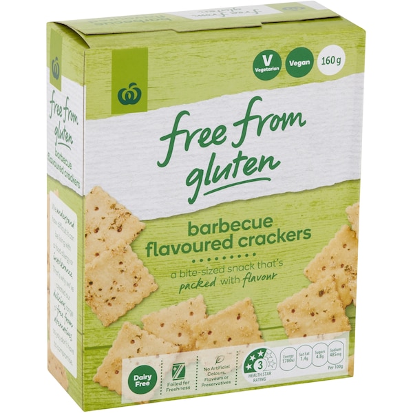 Woolworths Free From Gluten Barbecue Flavoured Crackers 160g