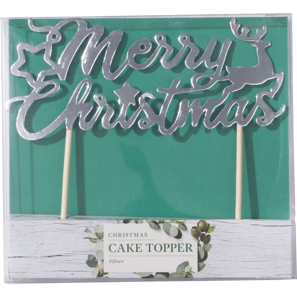 Christmas Cake Topper Silver each