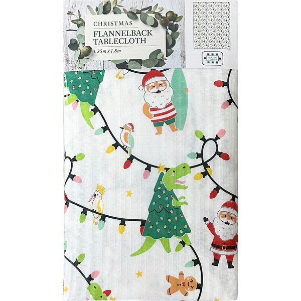 Christmas Flannelback Tablecloth 1.35m x 1.8m Santa each