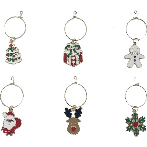 Christmas Wine Glass Charms 6 pack