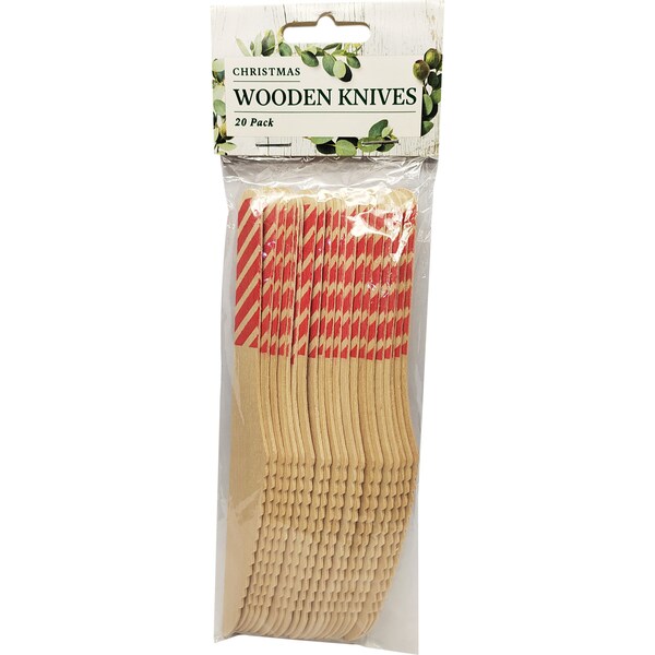 Christmas Wooden Cutlery Knives 20 pack