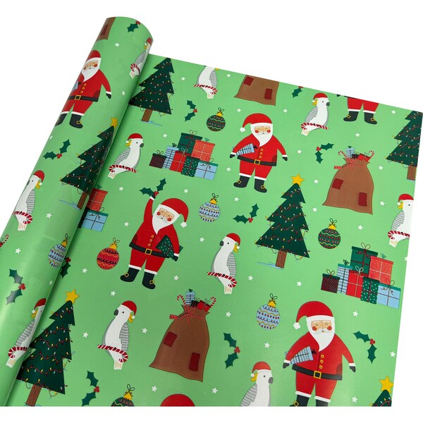 Christmas Wrapping Paper Roll 12m Santa & Trees each