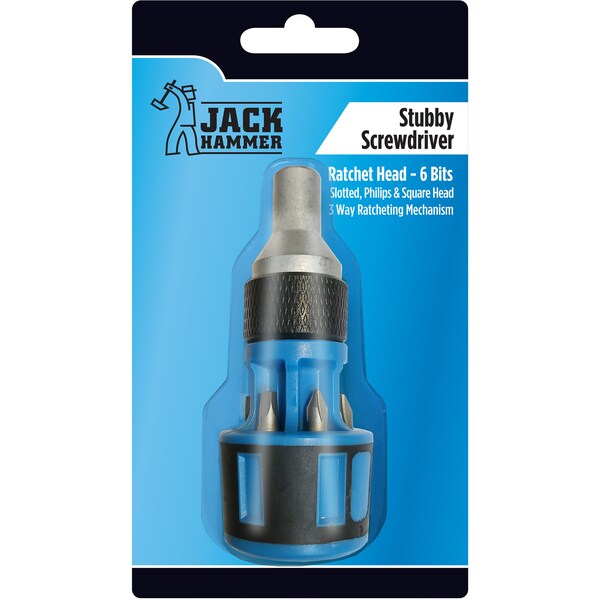 Jack Hammer Stubby Screw Driver Ratchet Head With 6 Bits Each