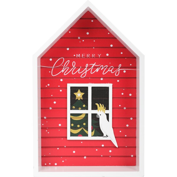 Christmas Wooden House Sign Red each