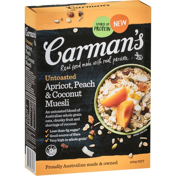 Carman's Muesli Peach Apricot Coconut 500g