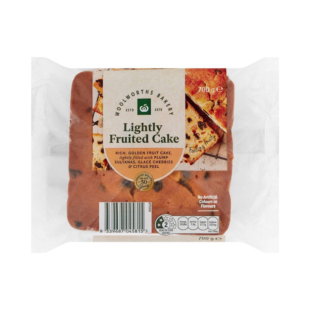Woolworths Lightly Fruited Cake 700g bunch