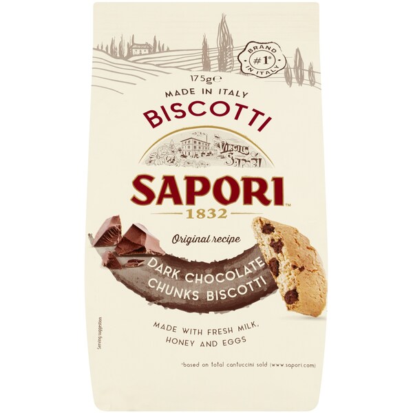 Sapori Biscotti Dark Chocolate Chunks 175g