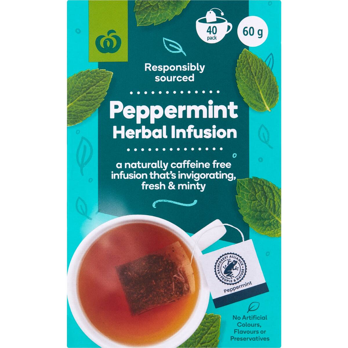 Woolworths Peppermint Tea 40 Pack bunch