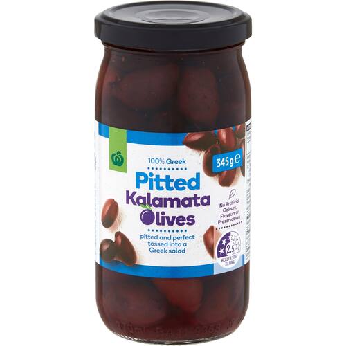 Woolworths Pitted Kalamata Olives 345g bunch