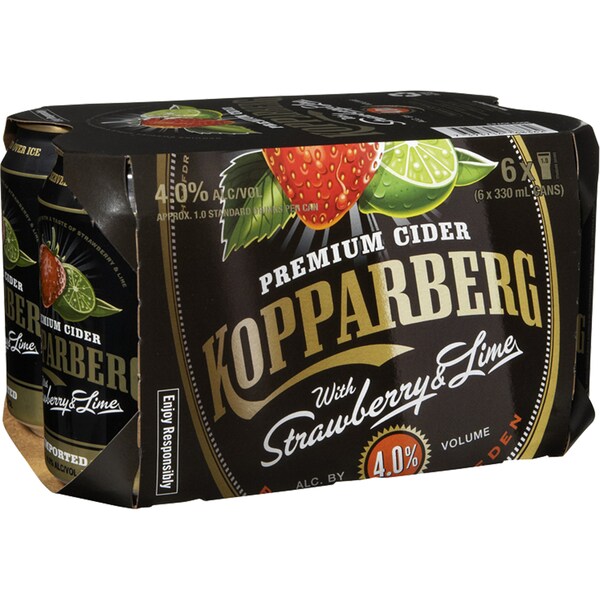 Kopparberg Strawberry & Lime Cider Cans 330mL x 6 pack