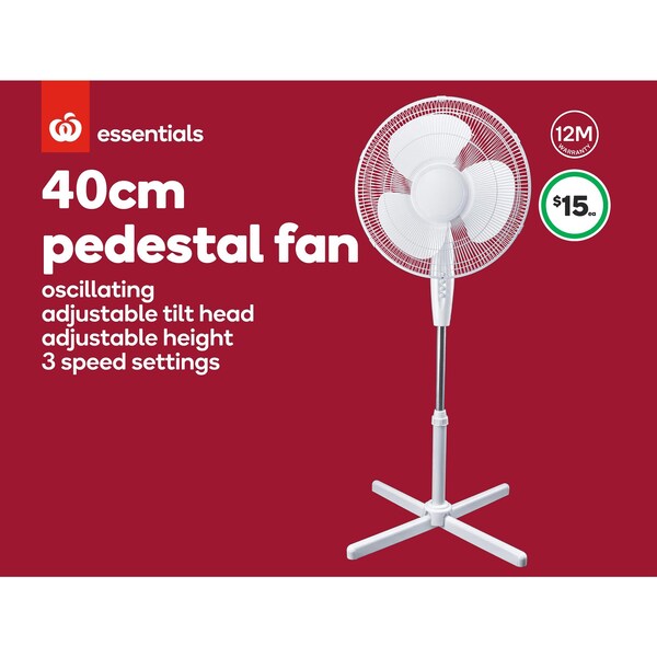 Essentials 40cm Pedestal Fan Each