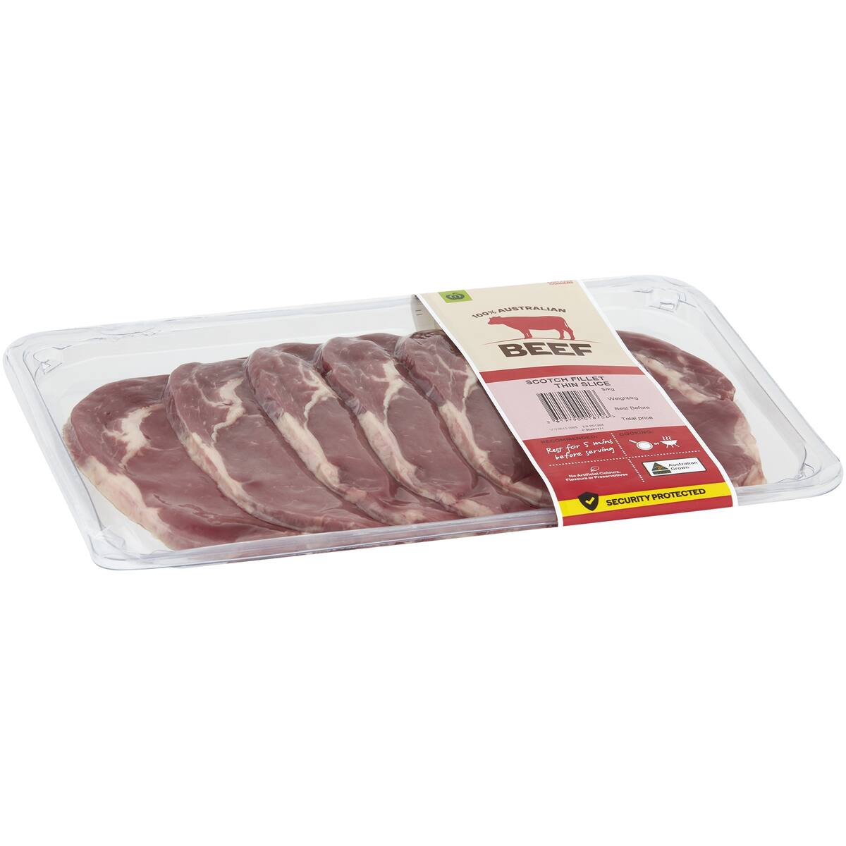 Woolworths Beef Scotch Fillet Thin Slice Whole 450g 750g bunch