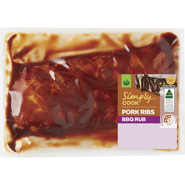 Woolworths Simply Cook Pork Ribs With Bbq Rub 600g - 1kg