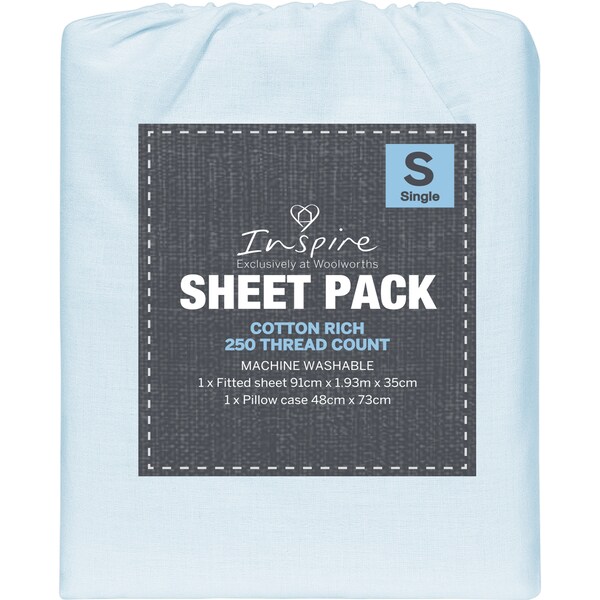 Inspire 225 Thread Count Kids Sheet Set For Single Bed each