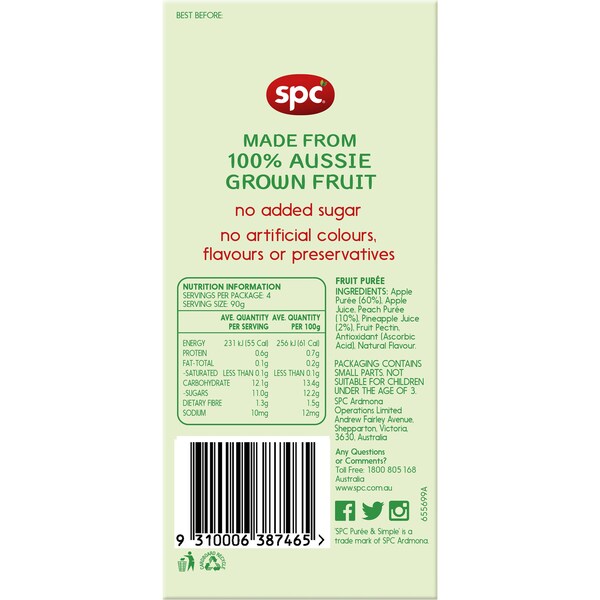 SPC Puree & Simple Apple Peach & Pineapple 4 Pack