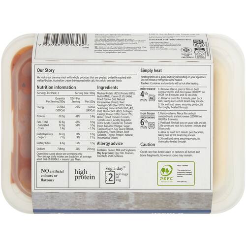 Woolworths Bangers and Mash 350g bunch