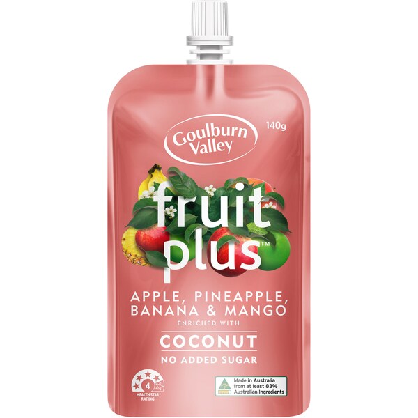 Goulburn Valley Fruit Plus Apple Pineapple Banana & Mango With Coconut 140g