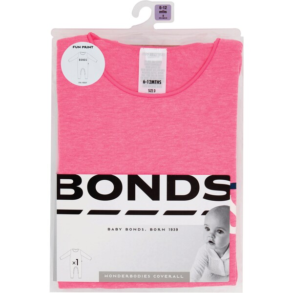 Bonds Wonderbodies Coverall Girl Size 000 To 2 Each