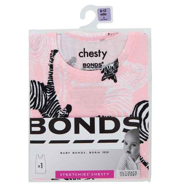 Bonds Baby Stretchy Chesty Girl Size 000 To 2 Each