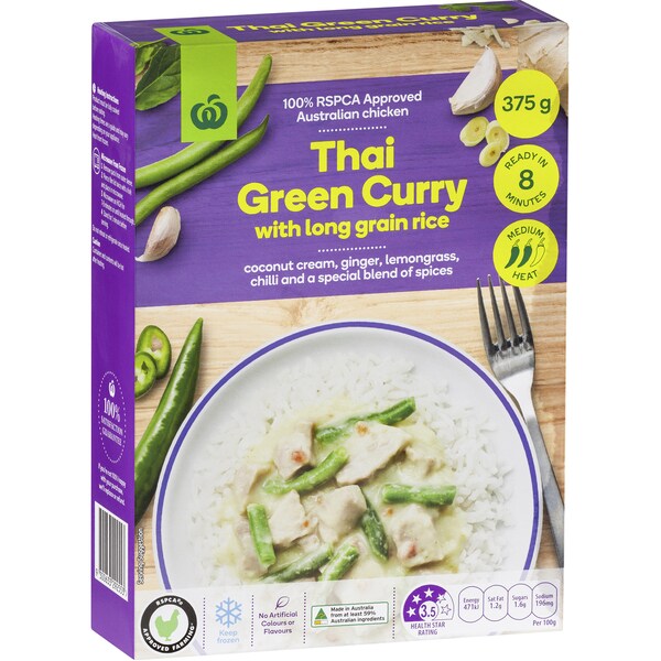 Woolworths Thai Green Curry & Rice 375g