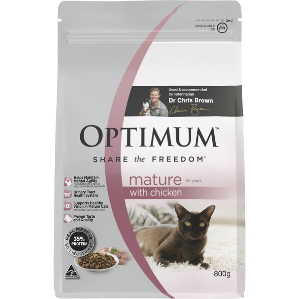 Optimum Mature 8+ Years With Chicken Dry Cat Food 800g