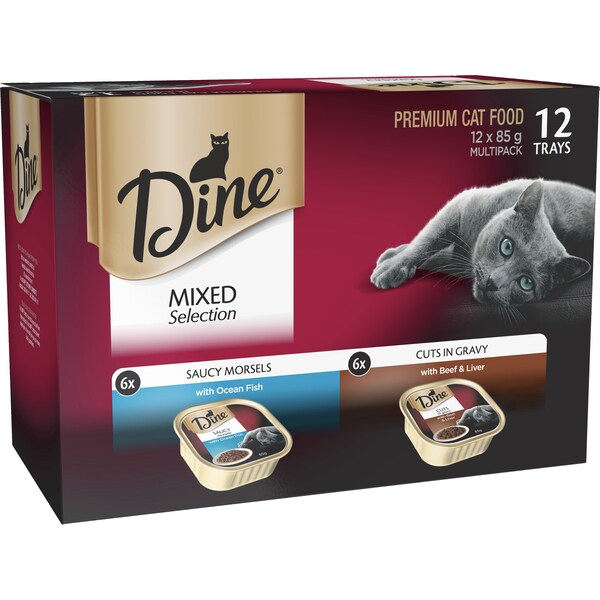 Dine Mixed Selection Saucy Morsels Wet Cat Food Tray 12 Pack