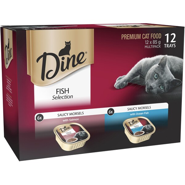 Dine Fish Selection Salmon & Ocean Fish Wet Cat Food Tray 12 Pack