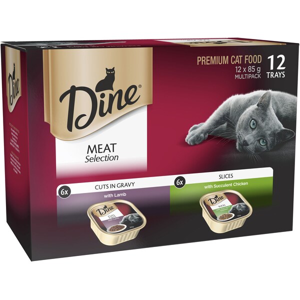 Dine Meat Selection Cuts & Slices In Gravy Wet Cat Food Tray 12 Pack