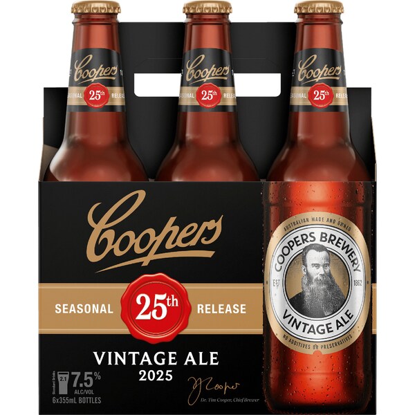 Coopers Vintage Ale Bottles 355mL x 6 pack