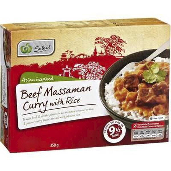 Woolworths Beef Massaman Curry & Rice 350G