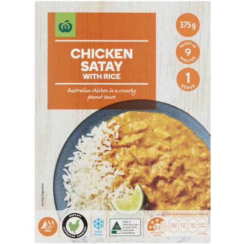 Woolworths Chicken Satay and Rice 375g bunch