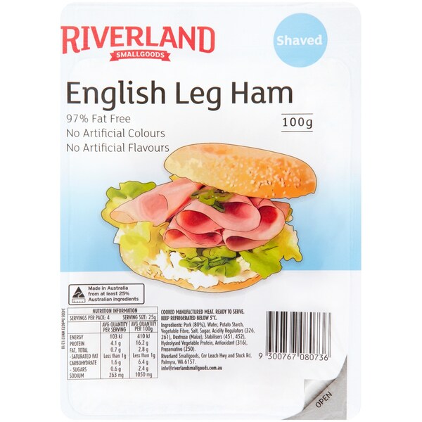 Riverland Englsh Style Ham Shaved 100g