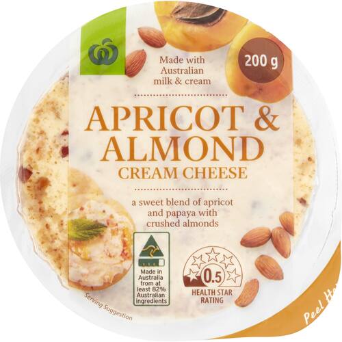 Woolworths Apricot and Almond Cream Cheese 200g bunch