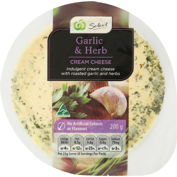 Woolworths Select Herb & Garlic Cream Cheese 200g